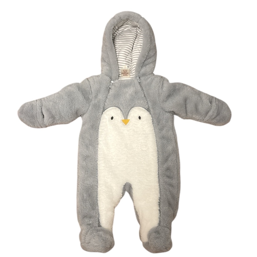 NWOT Cozy Gray and White Penguin Kids One Piece